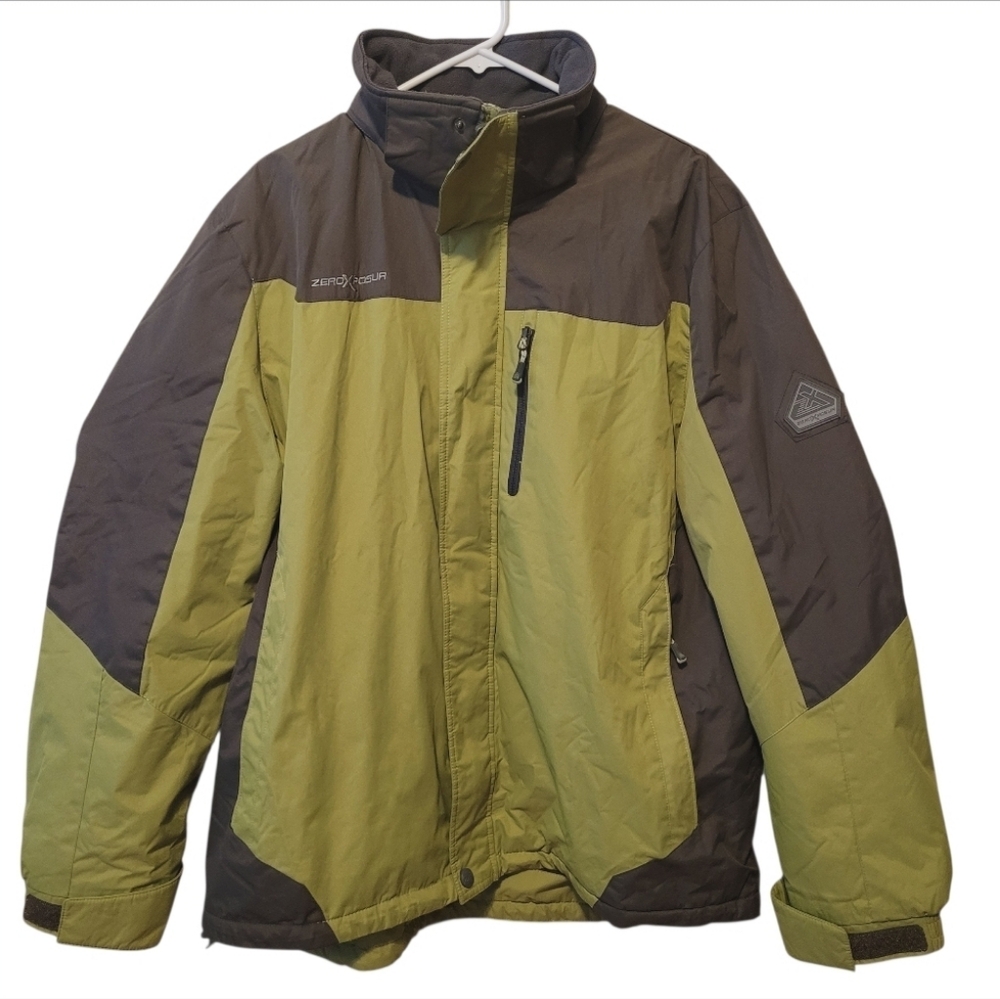 ZeroXposure Men’s Winter Jacket Removable Hood,‎ Olive Green And Grey, XL